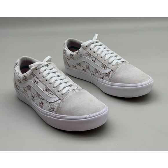 Vans Shoes - Vans Old Skool ComfyCush White Skull Sneakers Suede Low Top Size 10.5
